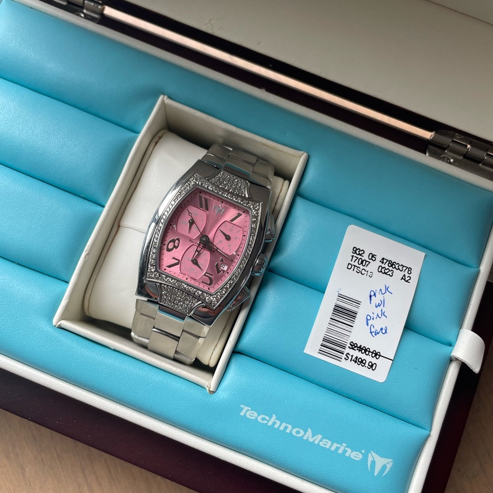 Technomarine Pink Dial Silver Watch
